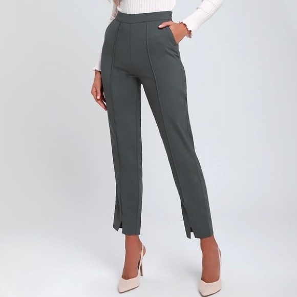 Lulus Pants - LULUS Slim Leg Ankle Pants | Charcoal Grey XS